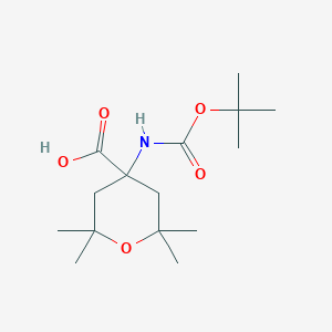 molecular formula C15H27NO5 B2751402 4-{[(Tert-butoxy)carbonyl]amino}-2,2,6,6-tetramethyloxane-4-carboxylic acid CAS No. 2174001-32-0