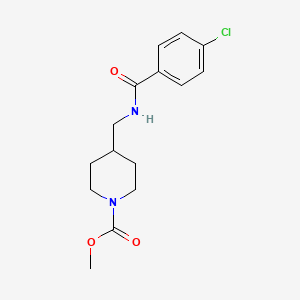 molecular formula C15H19ClN2O3 B2751404 Methyl 4-((4-chlorobenzamido)methyl)piperidine-1-carboxylate CAS No. 1235386-64-7