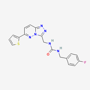 molecular formula C18H15FN6OS B2751410 1-(4-Fluorobenzyl)-3-((6-(thiophen-2-yl)-[1,2,4]triazolo[4,3-b]pyridazin-3-yl)methyl)urea CAS No. 1903631-33-3