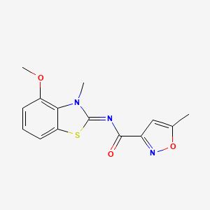 molecular formula C14H13N3O3S B2751419 (E)-N-(4-methoxy-3-methylbenzo[d]thiazol-2(3H)-ylidene)-5-methylisoxazole-3-carboxamide CAS No. 941954-20-7