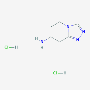 molecular formula C6H12Cl2N4 B2751429 5,6,7,8-Tetrahydro-[1,2,4]triazolo[4,3-a]pyridin-7-amine;dihydrochloride CAS No. 2470435-70-0