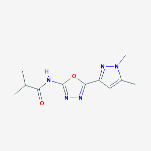 molecular formula C11H15N5O2 B2751434 N-(5-(1,5-dimethyl-1H-pyrazol-3-yl)-1,3,4-oxadiazol-2-yl)isobutyramide CAS No. 1019101-77-9