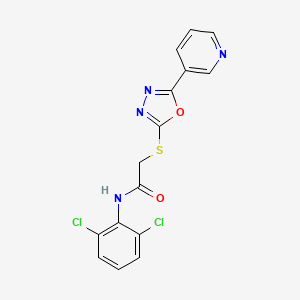 molecular formula C15H10Cl2N4O2S B2751438 N-(2,6-dichlorophenyl)-2-{[5-(pyridin-3-yl)-1,3,4-oxadiazol-2-yl]sulfanyl}acetamide CAS No. 538337-54-1