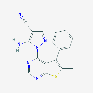 5-amino-1-(6-methyl-5-phenylthieno[2,3-d]pyrimidin-4-yl)-1H-pyrazole-4-carbonitrile