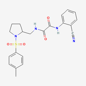 molecular formula C21H22N4O4S B2751457 N1-(2-cyanophenyl)-N2-((1-tosylpyrrolidin-2-yl)methyl)oxalamide CAS No. 896272-99-4