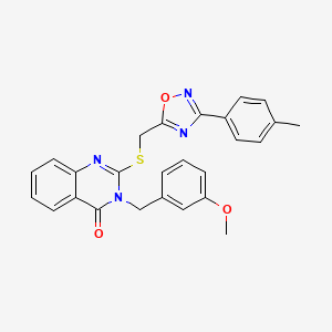molecular formula C26H22N4O3S B2751461 3-(3-methoxybenzyl)-2-(((3-(p-tolyl)-1,2,4-oxadiazol-5-yl)methyl)thio)quinazolin-4(3H)-one CAS No. 2034480-83-4