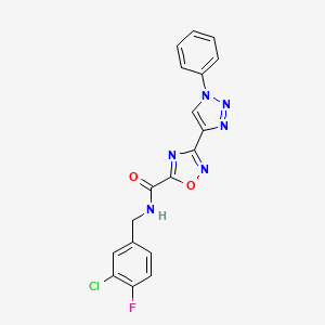 molecular formula C18H12ClFN6O2 B2751466 N-(3-chloro-4-fluorobenzyl)-3-(1-phenyl-1H-1,2,3-triazol-4-yl)-1,2,4-oxadiazole-5-carboxamide CAS No. 1251608-43-1
