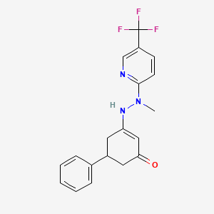 molecular formula C19H18F3N3O B2751479 3-((甲基(5-(三氟甲基)(2-吡啶基)氨基)氨基)-5-苯基环己-2-烯-1-酮 CAS No. 1024079-16-0