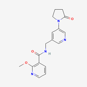 molecular formula C17H18N4O3 B2751480 2-methoxy-N-((5-(2-oxopyrrolidin-1-yl)pyridin-3-yl)methyl)nicotinamide CAS No. 2034585-39-0