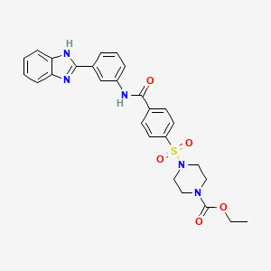molecular formula C27H27N5O5S B2751483 ethyl 4-[4-[[3-(1H-benzimidazol-2-yl)phenyl]carbamoyl]phenyl]sulfonylpiperazine-1-carboxylate CAS No. 361174-55-2
