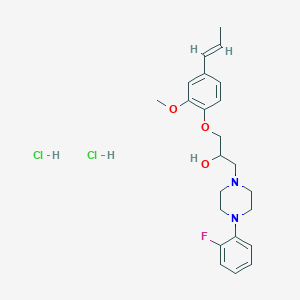 molecular formula C23H31Cl2FN2O3 B2751512 (E)-1-(4-(2-fluorophenyl)piperazin-1-yl)-3-(2-methoxy-4-(prop-1-en-1-yl)phenoxy)propan-2-ol dihydrochloride CAS No. 1331598-21-0