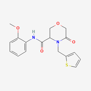 molecular formula C17H18N2O4S B2751521 N-(2-甲氧基苯基)-5-氧代-4-(噻吩-2-基甲基)吗啉-3-羧酰胺 CAS No. 1421442-31-0