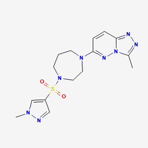molecular formula C15H20N8O2S B2751523 3-Methyl-6-[4-(1-methylpyrazol-4-yl)sulfonyl-1,4-diazepan-1-yl]-[1,2,4]triazolo[4,3-b]pyridazine CAS No. 2309574-35-2