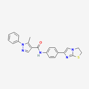 molecular formula C22H19N5OS B2751524 N-(4-(2,3-dihydroimidazo[2,1-b]thiazol-6-yl)phenyl)-5-methyl-1-phenyl-1H-pyrazole-4-carboxamide CAS No. 1210923-47-9