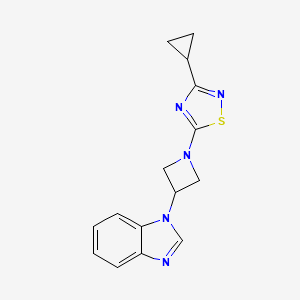 molecular formula C15H15N5S B2751526 5-[3-(Benzimidazol-1-yl)azetidin-1-yl]-3-cyclopropyl-1,2,4-thiadiazole CAS No. 2380095-44-1
