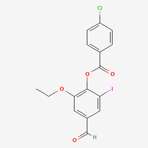 molecular formula C16H12ClIO4 B2751531 2-Ethoxy-4-formyl-6-iodophenyl 4-chlorobenzoate CAS No. 431932-50-2
