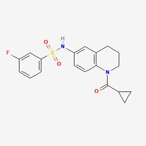 molecular formula C19H19FN2O3S B2751532 N-[1-(环丙烷羰基)-3,4-二氢-2H-喹啉-6-基]-3-氟苯基磺酰胺 CAS No. 932506-55-3