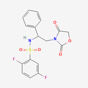 molecular formula C17H14F2N2O5S B2751536 N-(2-(2,4-dioxooxazolidin-3-yl)-1-phenylethyl)-2,5-difluorobenzenesulfonamide CAS No. 2034564-94-6