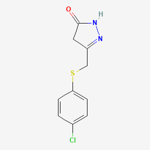 molecular formula C10H9ClN2OS B2751537 3-[(4-Chlorophenyl)sulfanylmethyl]-1,4-dihydropyrazol-5-one CAS No. 219765-67-0