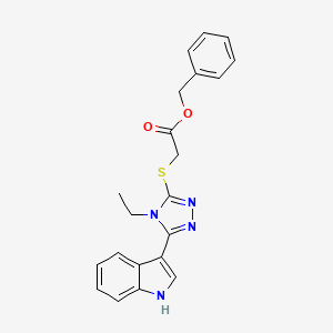molecular formula C21H20N4O2S B2751539 苄基 2-((4-乙基-5-(1H-吲哚-3-基)-4H-1,2,4-三唑-3-基)硫基)乙酸酯 CAS No. 852144-33-3