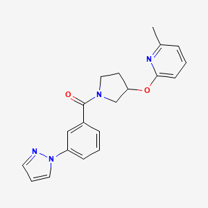 molecular formula C20H20N4O2 B2751561 (3-(1H-吡唑-1-基)苯基)(3-((6-甲基吡啶-2-基)氧基)吡咯啉-1-基)甲酮 CAS No. 1903821-80-6