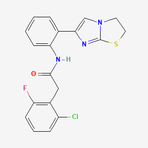 molecular formula C19H15ClFN3OS B2751564 2-(2-chloro-6-fluorophenyl)-N-(2-(2,3-dihydroimidazo[2,1-b]thiazol-6-yl)phenyl)acetamide CAS No. 2034557-79-2