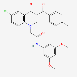 molecular formula C27H23ClN2O5 B2751571 2-(6-chloro-3-(4-methylbenzoyl)-4-oxoquinolin-1(4H)-yl)-N-(3,5-dimethoxyphenyl)acetamide CAS No. 895654-04-3