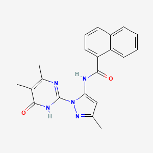 molecular formula C21H19N5O2 B2751581 N-(1-(4,5-dimethyl-6-oxo-1,6-dihydropyrimidin-2-yl)-3-methyl-1H-pyrazol-5-yl)-1-naphthamide CAS No. 1004680-43-6