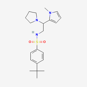 molecular formula C21H31N3O2S B2751587 4-(tert-butyl)-N-(2-(1-methyl-1H-pyrrol-2-yl)-2-(pyrrolidin-1-yl)ethyl)benzenesulfonamide CAS No. 1049392-79-1