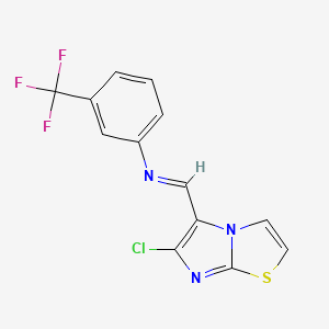 molecular formula C13H7ClF3N3S B2751601 N-[(6-氯咪唑[2,1-b][1,3]噻唑-5-基)甲亚]-3-(三氟甲基)苯胺 CAS No. 241132-43-4