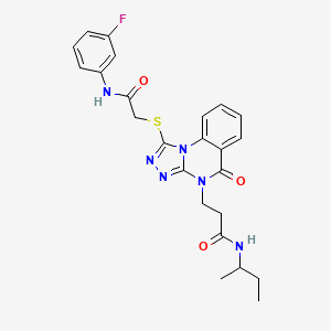 molecular formula C24H25FN6O3S B2751610 N-(sec-butyl)-3-(1-((2-((3-fluorophenyl)amino)-2-oxoethyl)thio)-5-oxo-[1,2,4]triazolo[4,3-a]quinazolin-4(5H)-yl)propanamide CAS No. 1113107-75-7