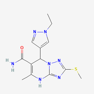 molecular formula C13H17N7OS B2751618 7-(1-ethyl-1H-pyrazol-4-yl)-5-methyl-2-(methylsulfanyl)-4,7-dihydro[1,2,4]triazolo[1,5-a]pyrimidine-6-carboxamide CAS No. 1006349-70-7