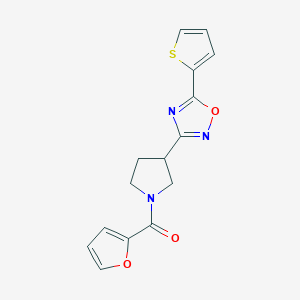 molecular formula C15H13N3O3S B2751650 Furan-2-yl(3-(5-(thiophen-2-yl)-1,2,4-oxadiazol-3-yl)pyrrolidin-1-yl)methanone CAS No. 2034287-33-5
