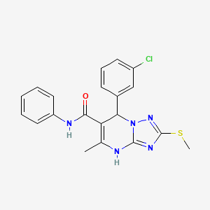 molecular formula C20H18ClN5OS B2751652 7-(3-chlorophenyl)-5-methyl-2-(methylthio)-N-phenyl-4,7-dihydro-[1,2,4]triazolo[1,5-a]pyrimidine-6-carboxamide CAS No. 901242-62-4