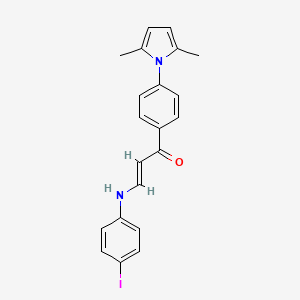 molecular formula C21H19IN2O B2751654 (E)-1-[4-(2,5-二甲基吡咯-1-基)苯基]-3-(4-碘苯胺基)丙-2-烯-1-酮 CAS No. 866018-99-7