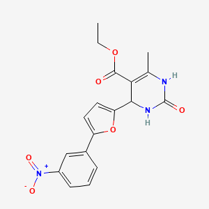 molecular formula C18H17N3O6 B2751657 乙酸-6-甲基-4-[5-(3-硝基苯基)呋喃-2-基]-2-氧代-1,2,3,4-四氢吡嘧啶-5-羧酸酯 CAS No. 285986-87-0