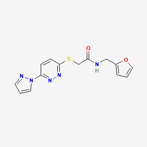 molecular formula C14H13N5O2S B2751664 2-((6-(1H-pyrazol-1-yl)pyridazin-3-yl)thio)-N-(furan-2-ylmethyl)acetamide CAS No. 1351661-05-6