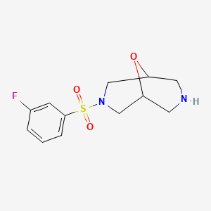 molecular formula C12H15FN2O3S B2751665 3-(3-Fluorophenyl)sulfonyl-9-oxa-3,7-diazabicyclo[3.3.1]nonane CAS No. 1623078-55-6