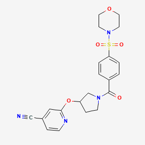 molecular formula C21H22N4O5S B2751667 2-((1-(4-(Morpholinosulfonyl)benzoyl)pyrrolidin-3-yl)oxy)isonicotinonitrile CAS No. 1903123-06-7