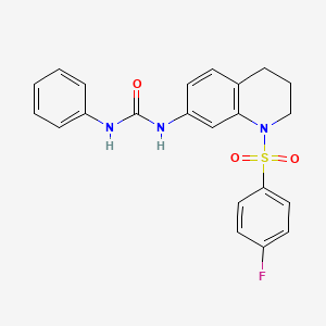 molecular formula C22H20FN3O3S B2751668 1-(1-((4-氟苯基)磺酰)-1,2,3,4-四氢喹啉-7-基)-3-苯基脲 CAS No. 1203053-17-1