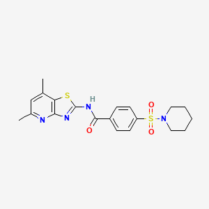 molecular formula C20H22N4O3S2 B2751672 N-(5,7-二甲基噻唑并[4,5-b]吡啶-2-基)-4-(哌啶-1-基磺酰)苯甲酰胺 CAS No. 1020968-22-2