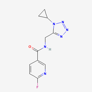 molecular formula C11H11FN6O B2751673 N-[(1-Cyclopropyltetrazol-5-yl)methyl]-6-fluoropyridine-3-carboxamide CAS No. 1436039-45-0