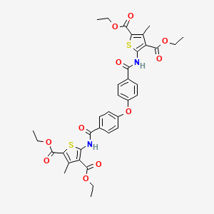 molecular formula C36H36N2O11S2 B2751678 双乙酸 5-[[4-[4-[[3,5-二(乙氧羰基)-4-甲基噻吩-2-基]氨基]苯氧基]苯甲酰]氨基]-3-甲基噻吩-2,4-二羧酸酯 CAS No. 392251-38-6