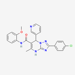 molecular formula C25H21ClN6O2 B2751679 2-(4-chlorophenyl)-N-(2-methoxyphenyl)-5-methyl-7-(pyridin-3-yl)-4,7-dihydro-[1,2,4]triazolo[1,5-a]pyrimidine-6-carboxamide CAS No. 540503-69-3