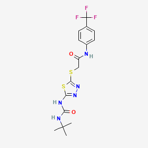 molecular formula C16H18F3N5O2S2 B2751686 2-((5-(3-(tert-butyl)ureido)-1,3,4-thiadiazol-2-yl)thio)-N-(4-(trifluoromethyl)phenyl)acetamide CAS No. 886942-12-7