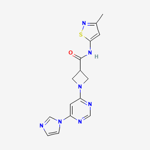 molecular formula C15H15N7OS B2751695 1-(6-(1H-imidazol-1-yl)pyrimidin-4-yl)-N-(3-methylisothiazol-5-yl)azetidine-3-carboxamide CAS No. 2034230-13-0