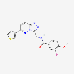 molecular formula C18H14FN5O2S B2751702 3-fluoro-4-methoxy-N-((6-(thiophen-3-yl)-[1,2,4]triazolo[4,3-b]pyridazin-3-yl)methyl)benzamide CAS No. 1904367-43-6