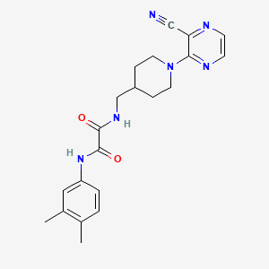 molecular formula C21H24N6O2 B2751711 N1-((1-(3-cyanopyrazin-2-yl)piperidin-4-yl)methyl)-N2-(3,4-dimethylphenyl)oxalamide CAS No. 1797058-97-9