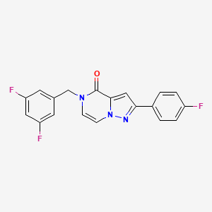 molecular formula C19H12F3N3O B2751721 5-(3,5-二氟苯甲基)-2-(4-氟苯基)吡唑并[1,5-a]吡嗪-4(5H)-酮 CAS No. 1984091-82-8