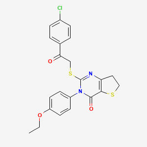 molecular formula C22H19ClN2O3S2 B2751723 2-((2-(4-氯苯基)-2-氧代乙基)硫)-3-(4-乙氧苯基)-6,7-二氢噻吩并[3,2-d]嘧啶-4(3H)-酮 CAS No. 686772-96-3